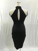 Women's Sleeveless Halter Neck Mesh Backless Dress - European & American Style