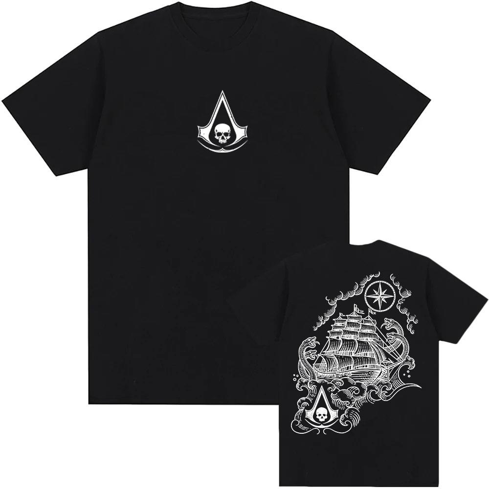 

Assassin sCreed Black Flag Resynced Map T-shirt Unisex Streetwear Loose Casual O-neck Summer Tshirts Graphic Merch Men Women Tee XS