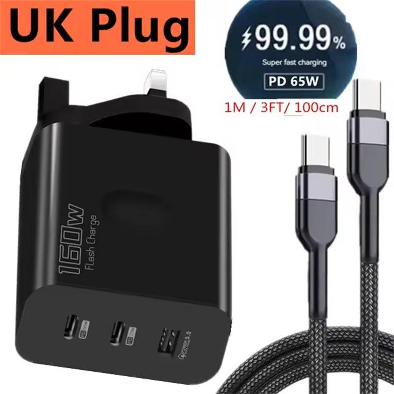 160W USB-lader USB Type C Hurtigladingsadapter Quick Charge 3.0 PD Mobiltelefonlader For iPhone Samsung Xiaomi Redmi OPPO