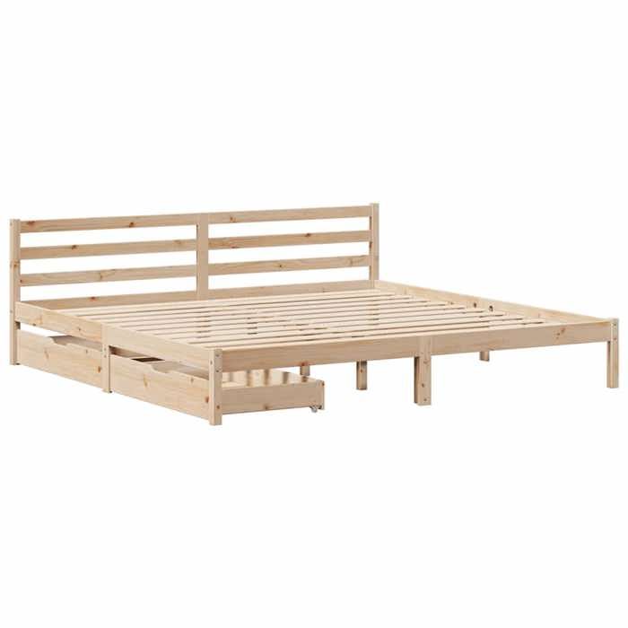 VidaXL Bed Frames with Drawers 180x200 Cm Solid Pine Wood, Slatted Base, Double Bed Frame, Solid Wood Bed Frame, 3301546