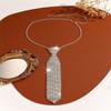 Rhinestone Necktie Necklace Sparkly Long Necktie Fashionable Jewelry Necklace Shiny for Women Men Party Wedding Prom