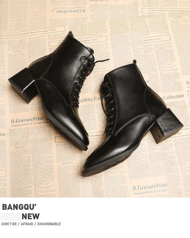 Women's 2025 French Fashion Ankle Boots: High-Heeled Martin Boots for Spring & Autumn.