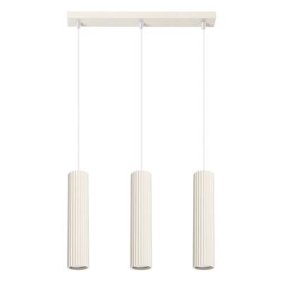 Modern Beige Hanging Lamp with Three Corrugated Tubes for the Kitchen Island 3xGU10 10W KARBON Sollux Lighting