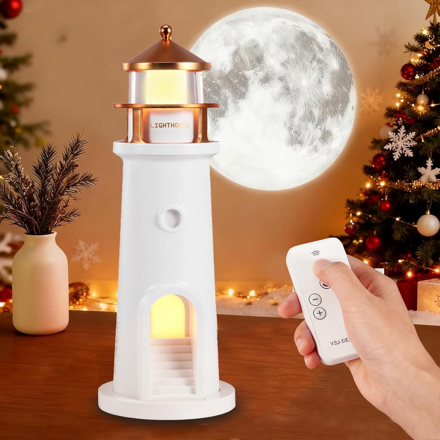 

Lighthouse Lamp, Lighthouse Decoration,Lighthouses Night with Remote Control and Bluetooth, Rechargeable Moonlight Projection Lamp for Children s білий
