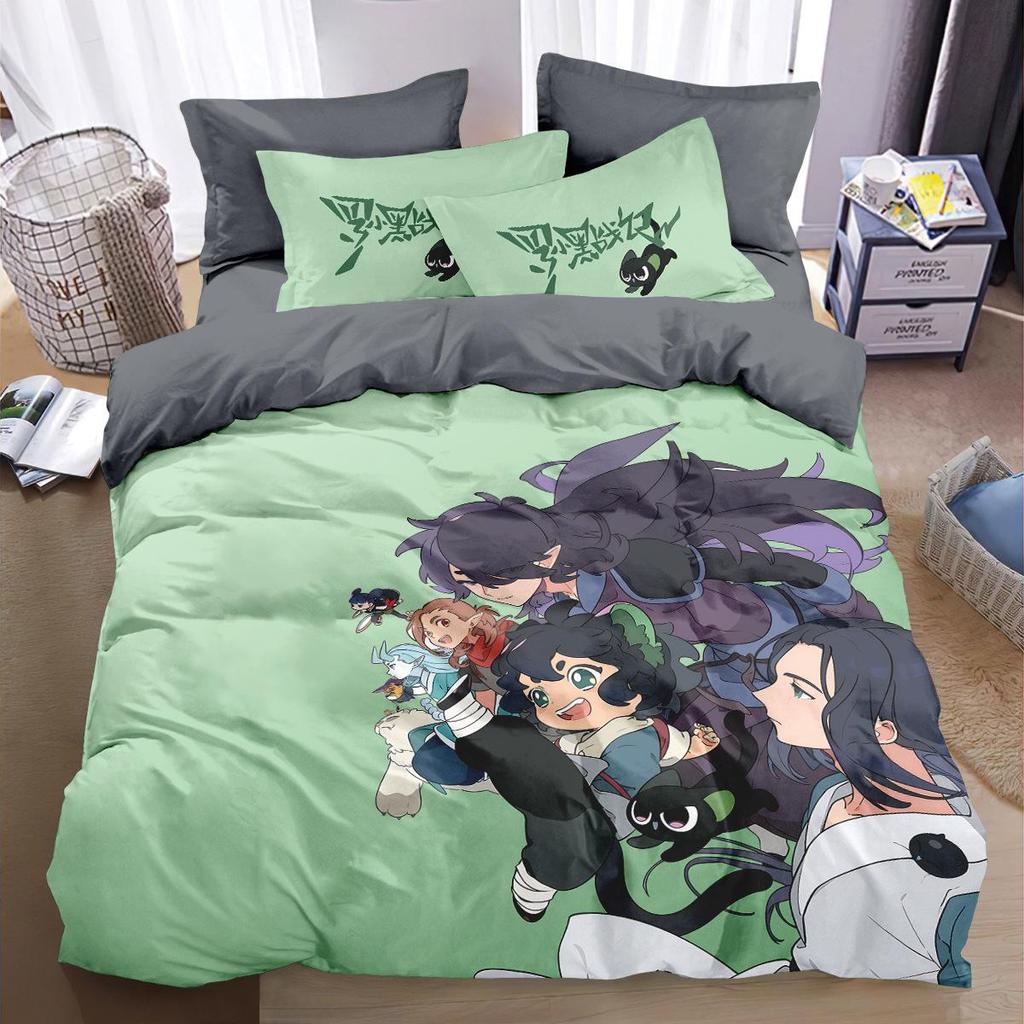 Luo Xiaohei Cotton Cartoon Anime Bedding Set for Kids - Duvet & Bed Sheet - Ideal for Dorms