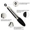 1 Pc Black Silicone Food Tongs, Stainless Steel Food Tongs Outdoor BBQ Clamps for Camping Kitchen Tongs for Baking Steak