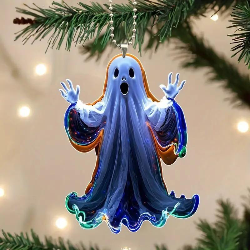 Design Luminous Ghost Acrylic Car Pendant Halloween For Car Interior Decoration