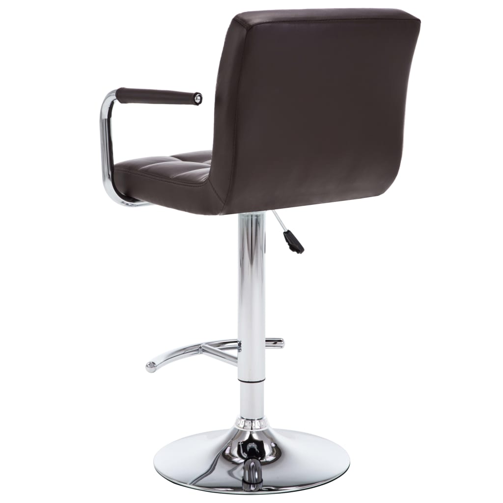 Bar Stool Set 2 Pieces Brown Faux Leather