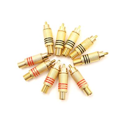 10Pcs Rca Connector Male Jack Plug Audio Vedio Welding Gold Red Black