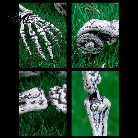 Easy Setup Ground Plugs Stakes Halloween Skull Garden Stakes, Skeleton Arms Prop with Spikes, Haunted House Party Supplies Realistic Outdoor Decor for
