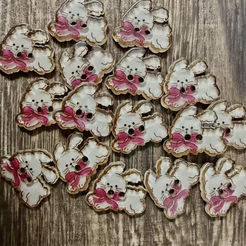 10Pcs Cute Cat Buttons 12mm Small Kitten Head White Resin 2-hole Buttons Clothing Accessories