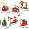 Non-Toxic 6In1 Christmas Tree Santa Claus Snowhouse Model Building Block Diy Elk Snowman Train Bricks Ornament Toys Adult Gift
