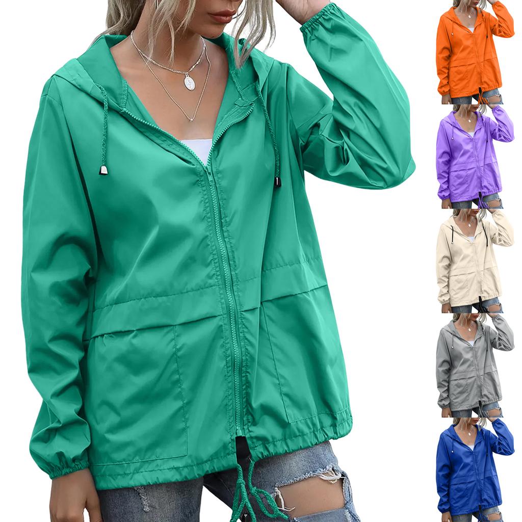 Women's Fashion Casual Solid Color Waterproof Outdoor Hiking Short Jacket