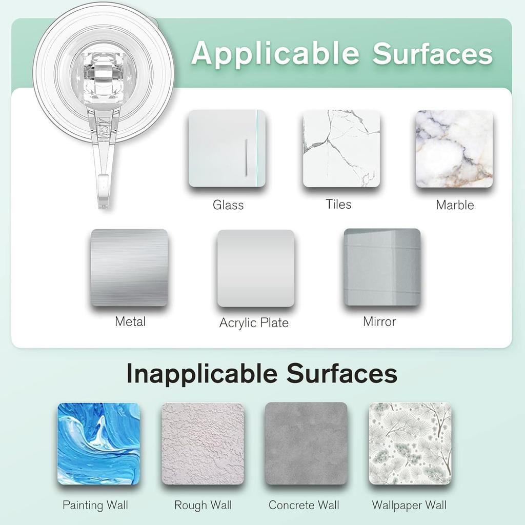 Kranzaufhänger, Große Saugknopf-Kranzhaken, Schwerlast, 22 LB Tragfähigkeit, Abnehmbar und Wiederverwendbar, Transparent, 2 Stück