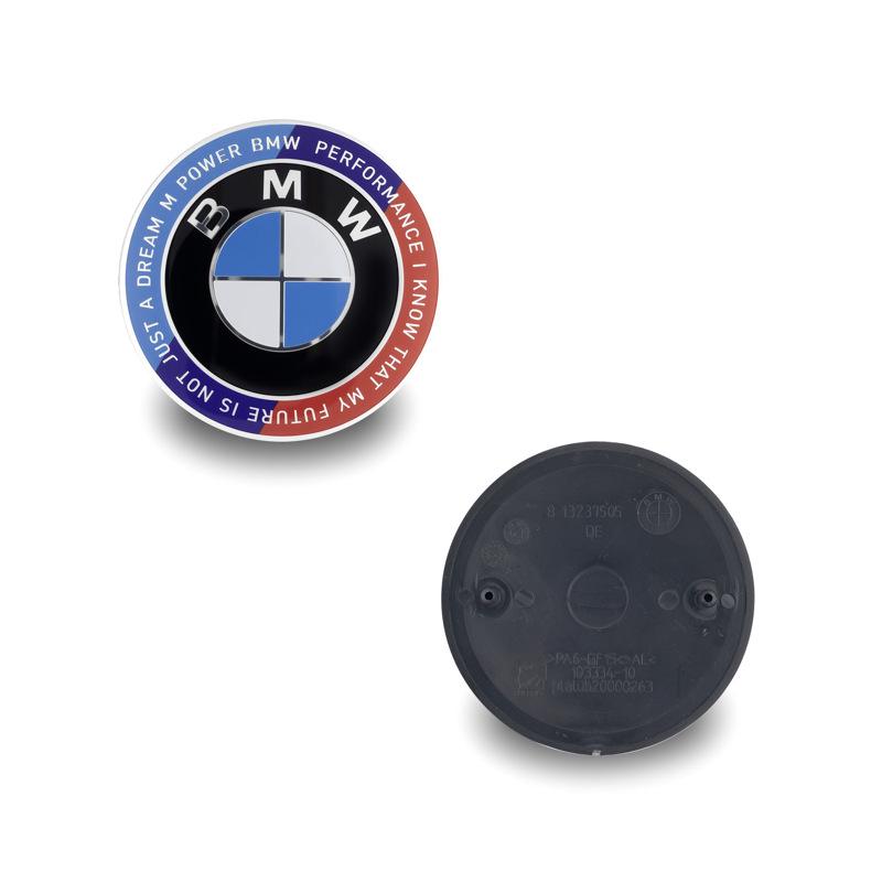Passt für BMW Original-Logos mit schwarzem Hintergrund für vorne und hinten; 82mm/74mm Motorhauben- und Kofferraumembleme.