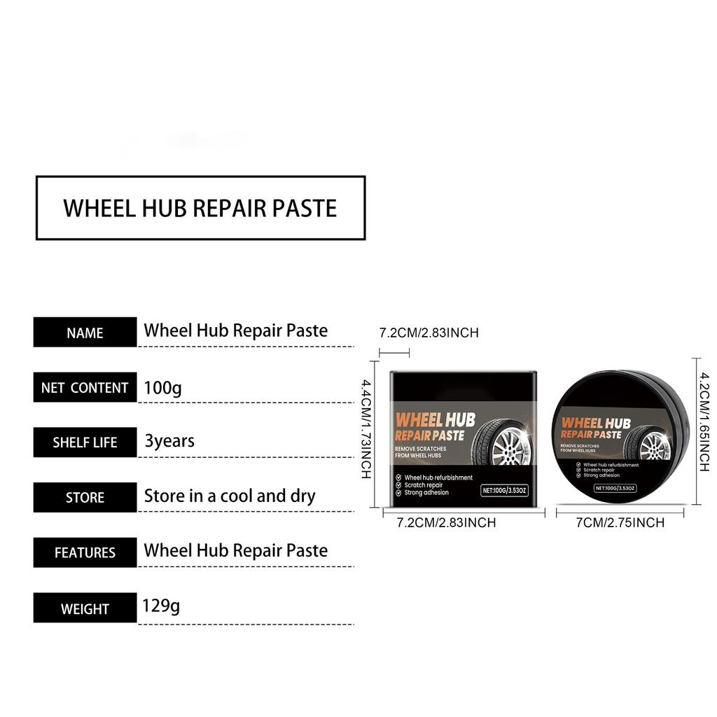 Premium Wheel Hub Repair Paste for Scratch Removal and Refurbishment, Strong Adhesion, 100g, Easy Application