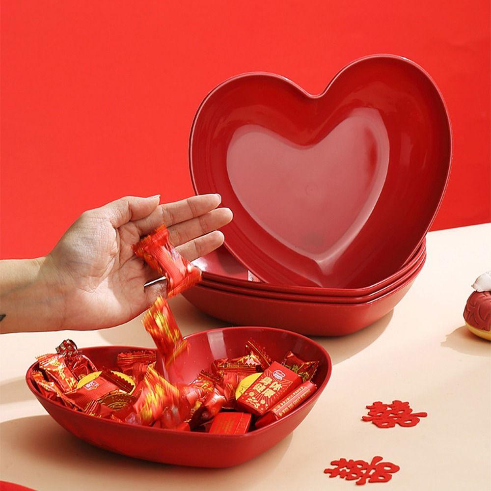5/10Pcs Plastic Love Fruit Plate Creative Nut Love Plate Party Snack Love Tray  Household