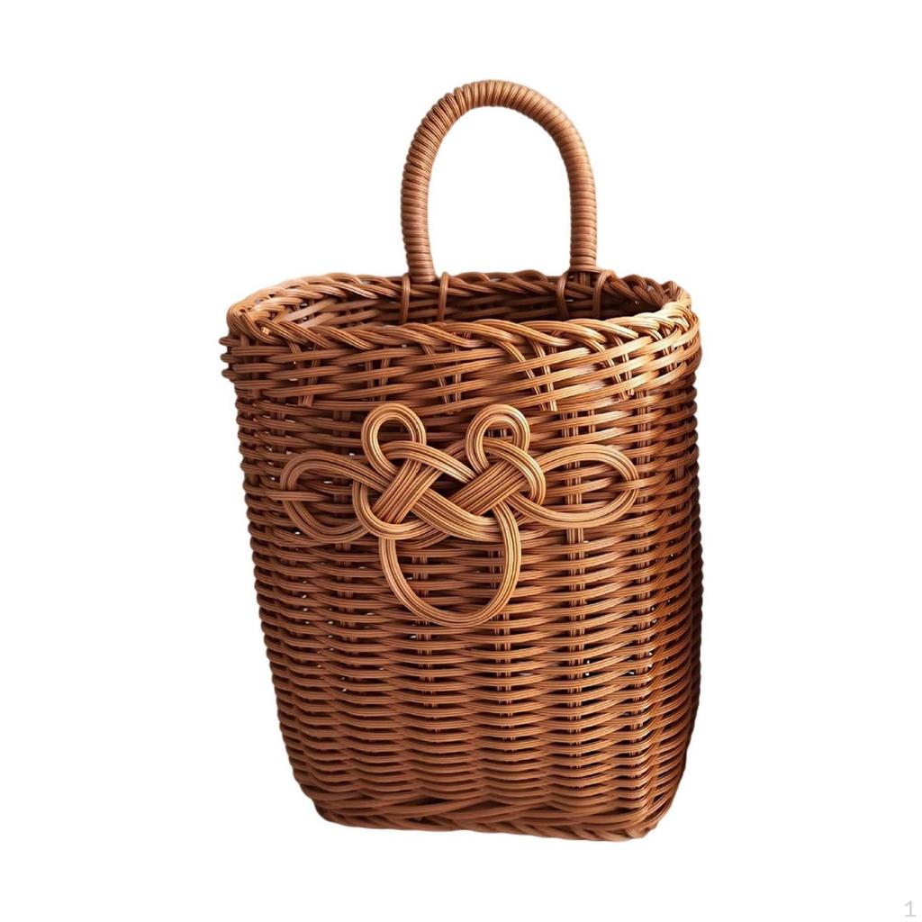 Wall Storage Basket Decorative Woven Hanging SpaceSaving for Kitchen, Entryway, Hallway