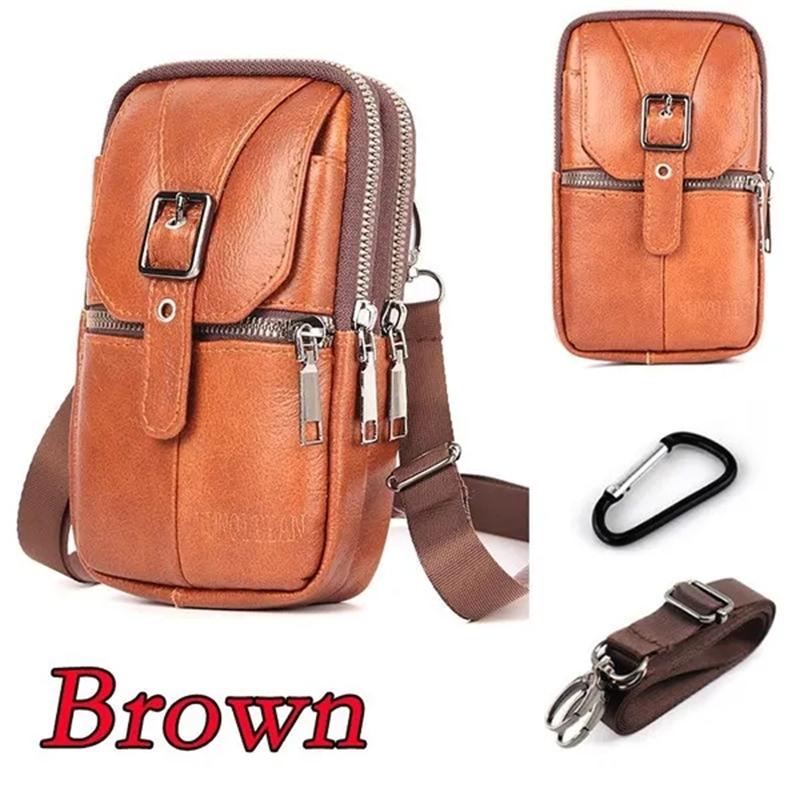 

Новая мужская многофункциональная сумка через плечо из натуральной кожи, кошелек через плечо, кобура для телефона, поясная сумка, маленькая сумка-мессенджер с пряжкой