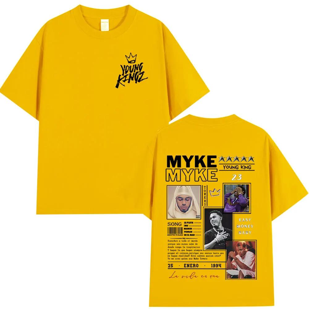 Rapper Myke Towers Graphic T-shirts Men Women Clothing Fashion Hip Hop Oversized T Shirt Unisex Cotton Short Sleeve T-shirt Tops
