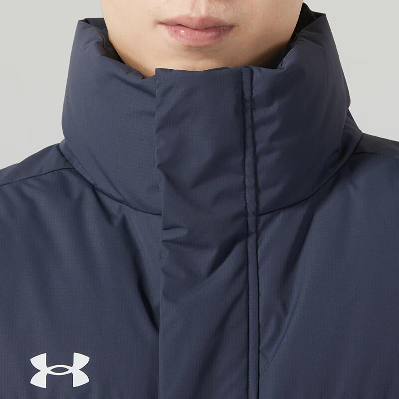 Under Armour Stand Collar Solid Color Long Sleeve Down Jacket Breathable Mid Waist Knitted Pants Casual Sports Suit Men suit 23600802-013+23600704-014