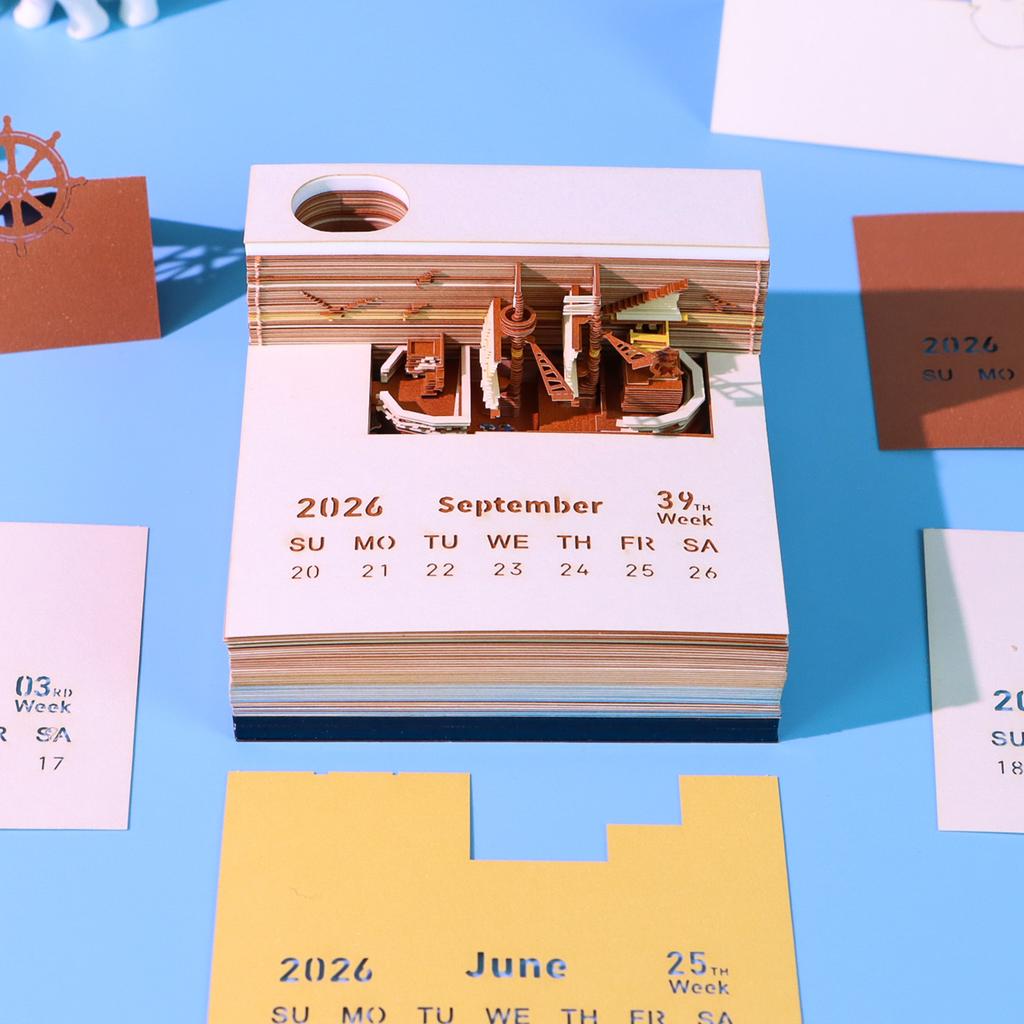 Bloc-notes 3D Bateau Pirate Artisanat Papier Créatif Feuilles Calendrier Pré-découpées Bloc-notes Adhésif à Déchirer pour Papeterie Nautique Cadeau