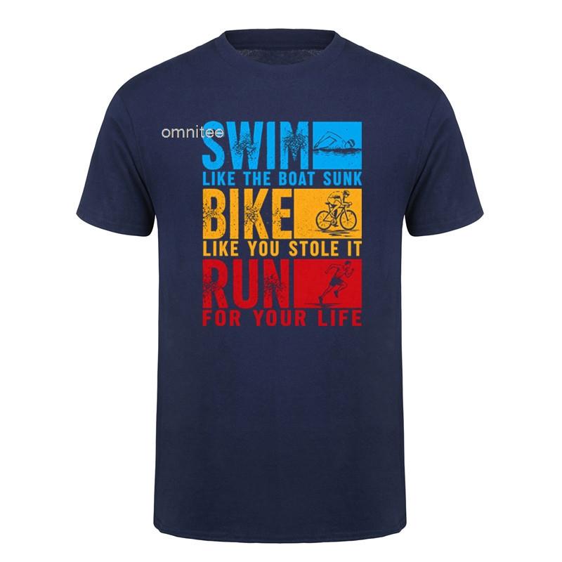 6 Stages of Triathlon T Shirt Unisex Athlete Running Swimming Bicycling TShirt Vintage Print Streetwear Tee Tops HJ023