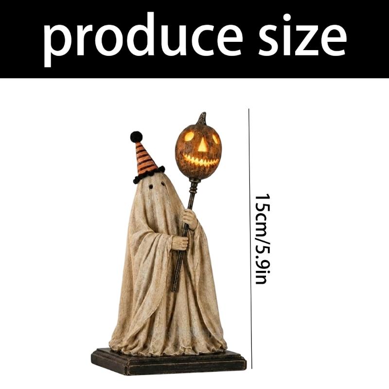 Halloween-Dekorationen Geisterhafte Statue Saisonale Herbstfigurine mit Warmem Lichtakzent für Regal, Eingangstisch und Innenraum-Styling und Präsentationsbereich