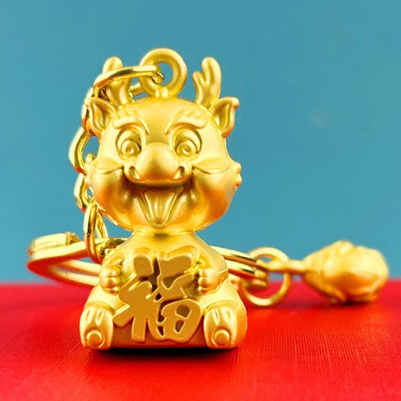 

Зодиак Дракон, брелок из цинкового сплава, счастливый китайский подвесной орнамент, кошелек, сумка, подвеска, очаровательное кольцо для ключей от автомобиля, креативный подарок на год