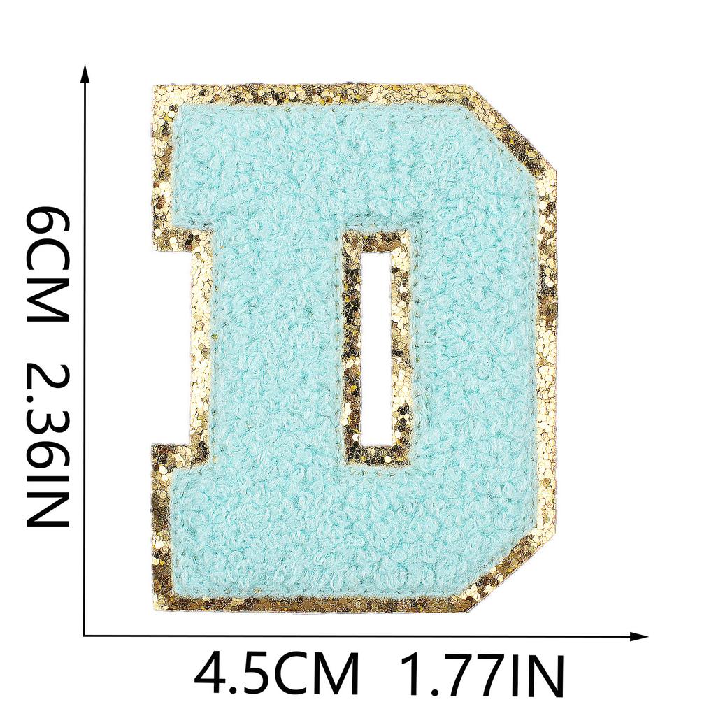 6Cm Towel Embroidery Lake Blue English Letter Embroidery Cloth Sticker Bag Decoration Patch Sticker Ironing Number Sticker