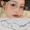 Women Men Metal Blue Light Blocking Small Oval Glasses Frame Lightweight Fashionable Eyewear for Daily Computer Use