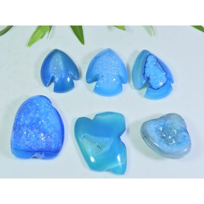 173Ct. Barvený Onyx Druzy Vyřezávaný Achát Kabošon Volný Drahokam 6 ks Balení A-28
