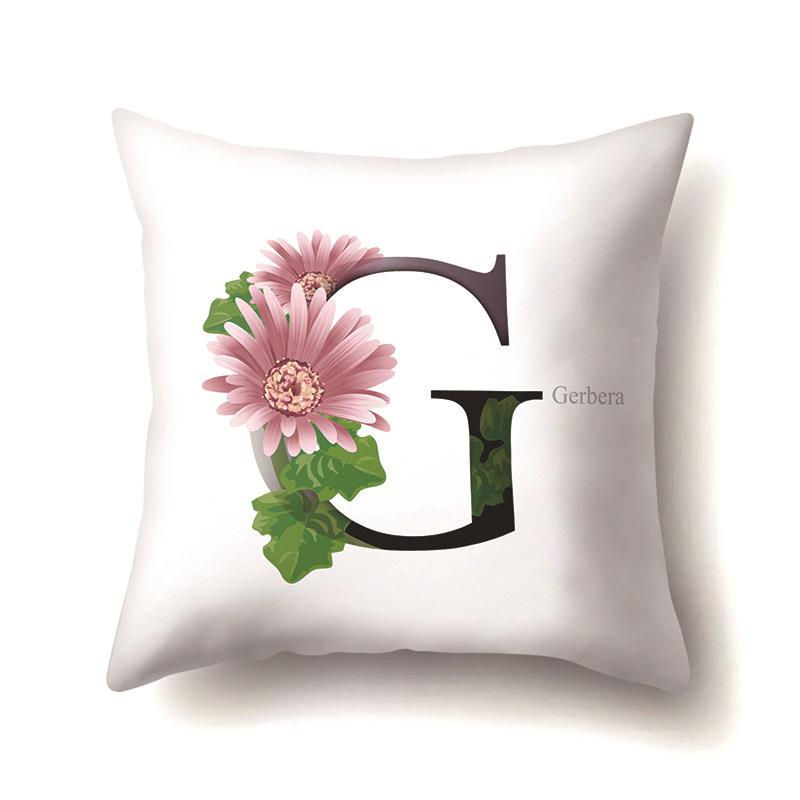 Leaf Sunflower Plant Letter Print Pattern Cushion Cover Home Living Room Sofa Decoration Square Polyester Pillow Pillow Cover