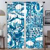 Flowers Home Interior Curtains 2 Pieces Curtains for Living Room Curtain Partition Shades Tulle for Bedroom Halloween Decoration
