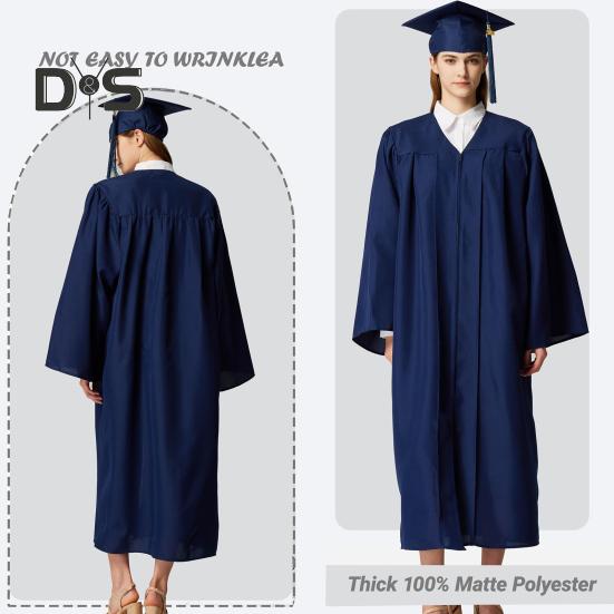 3-teiliges Abschlusskostüm-Set mit matter Abschlusskappe, Schulterstolen und Talar, Unisex-Kleidung mit lockerer Passform für den High School College Postgraduierten-Abschluss