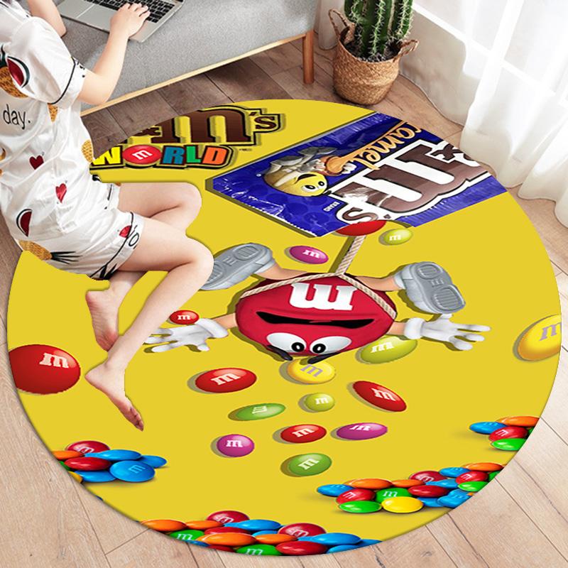 M&M's Round Area Rug,Carpet Rug for Living Room Bedroom Sofa Playroom Decor,Non-slip Floor Mat