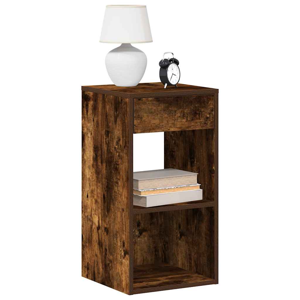 Nightstand with Drawer Smoked Oak 35 X 34 X 66.5 Cm