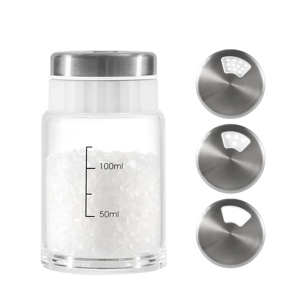 VKCHEF Seasoning Container, Spice Bottle, Seasoning Pot, Sugar Jar, Heat-Resistant Glass, Perfect for New Life, Seasoning Storage, Pepper, Salt,