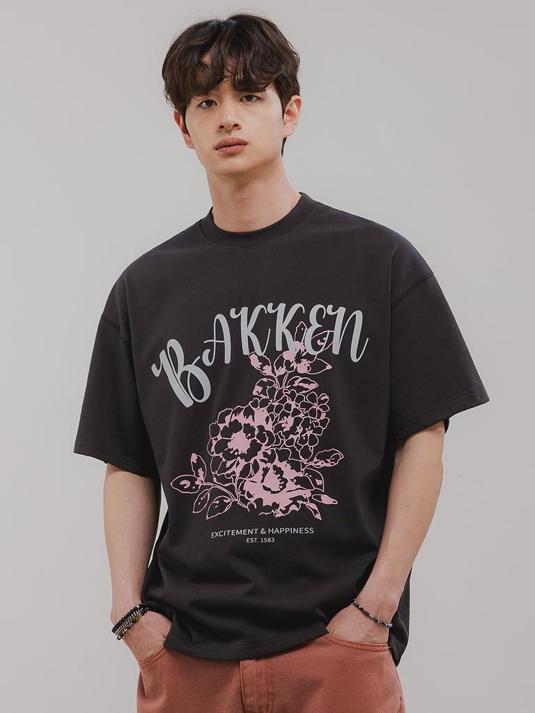 BAKKEN Blossom Short Sleeve T-Shirt Bk3996_Charcoal