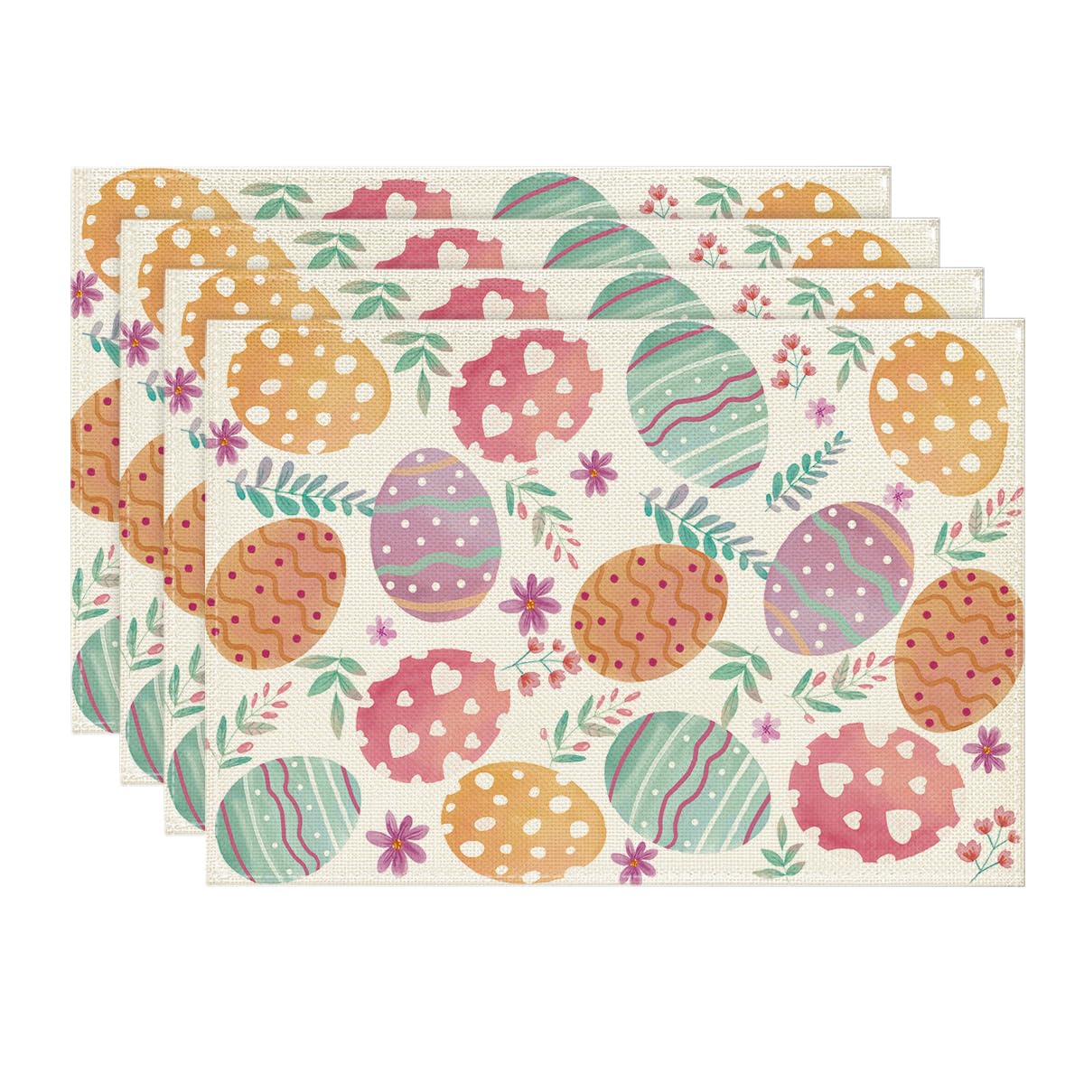 

Watercolor Eggs Floral Leaves Easter Placemats Set of 6, 12x18 Inch Seasonal Spring Table Mats for Party Kitchen Dining Decoration 12 x 18 , Rectangular 4 Pcs