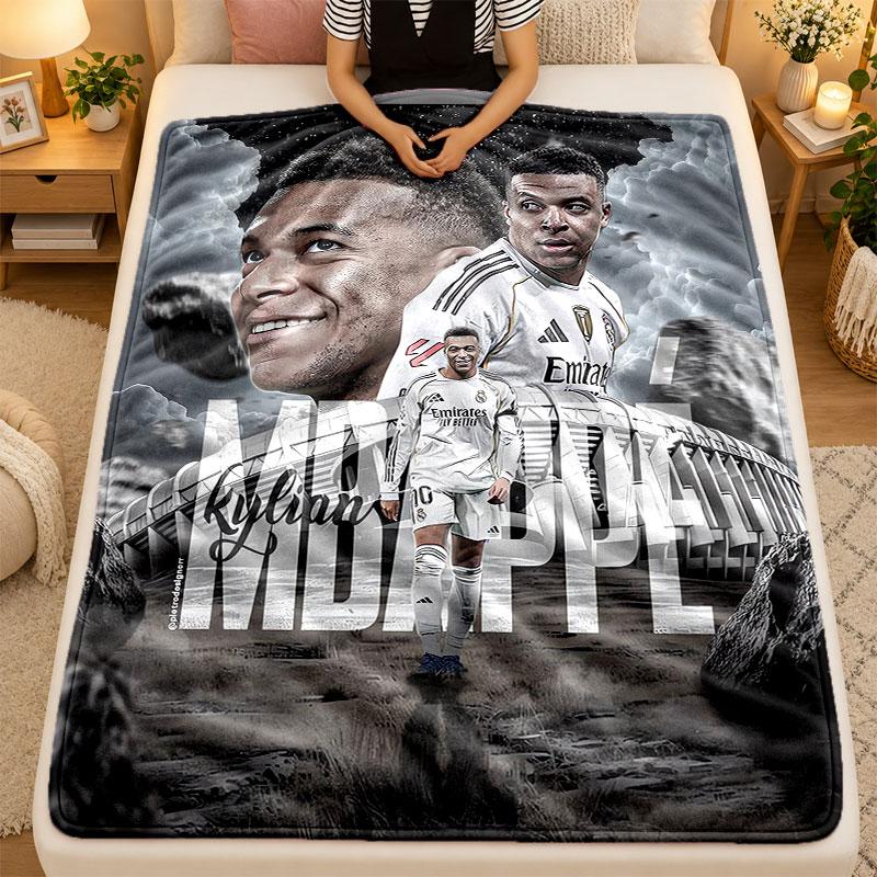 Flannel BlanketKylian Mbappe Warm Soft Throw Blanket for Indoor Sofa Bed Living Room Use
