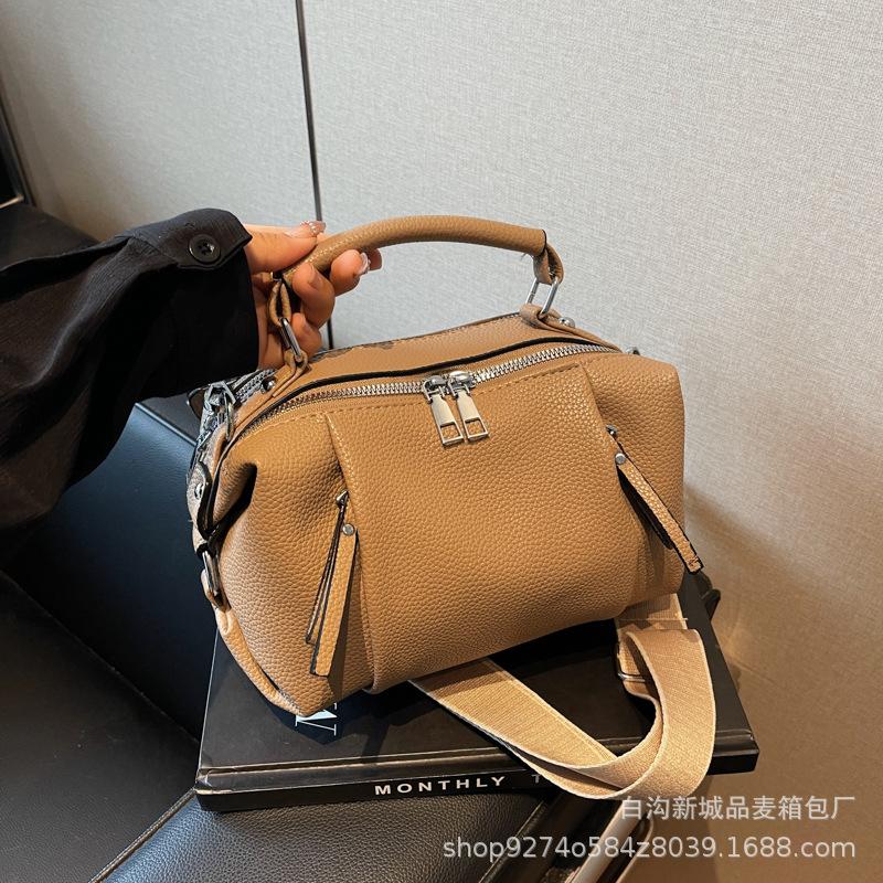 

European and American retro Boston pillow bag 2025 new large-capacity fashion casual one-shoulder oblique span handbag хакі
