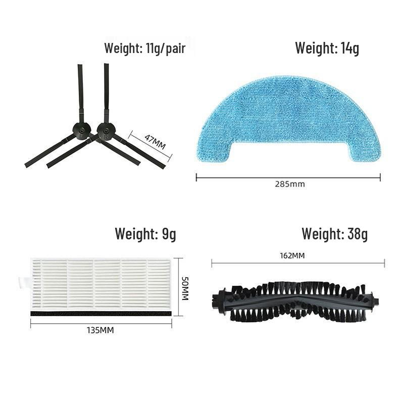 Compatible Main Brush, Side Brush, Filter, and Mop for iLife A4/A4S/A40/CEN550 Sweeping Robots