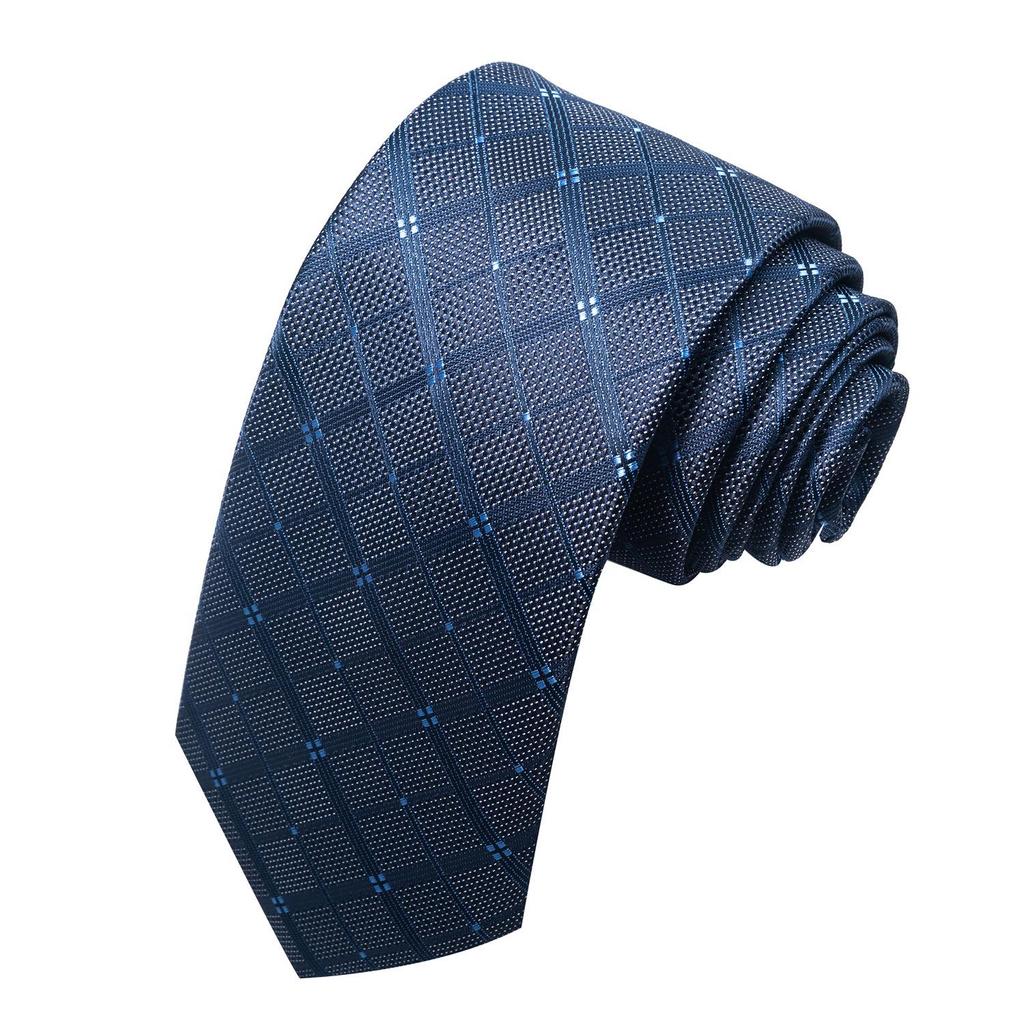 Spring/Summer Blue Series Men's Yarn-Dyed Jacquard Tie - British Style, Hand-Tied, Business Fashion