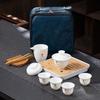 Mutton-fat Jade Outdoor Travel Tea Set