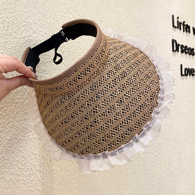 

Дизайнерская шляпа от солнца с кружевным верхом, женская летняя шляпа с большими полями, виниловая, с защитой от УФ-лучей Adult (56-58cm) хаки