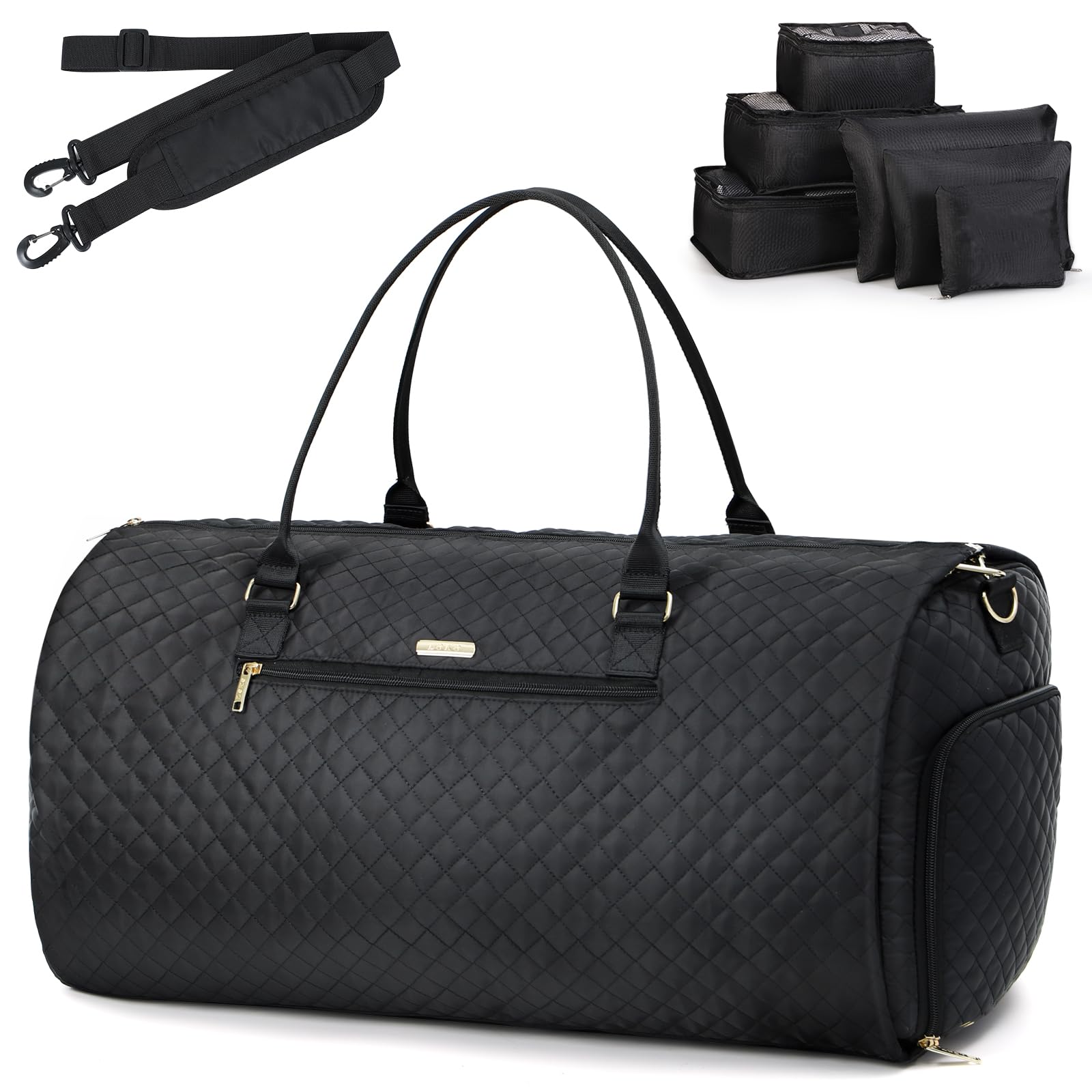 

Lekesky Сумка для одежды Бостонская сумка Большая вместимость 50 л Хранение костюмов Хранение обуви Деловая сумка Пылезащитная Водоотталкивающая В комплекте 6 органайзеров для упаковки для чёрный