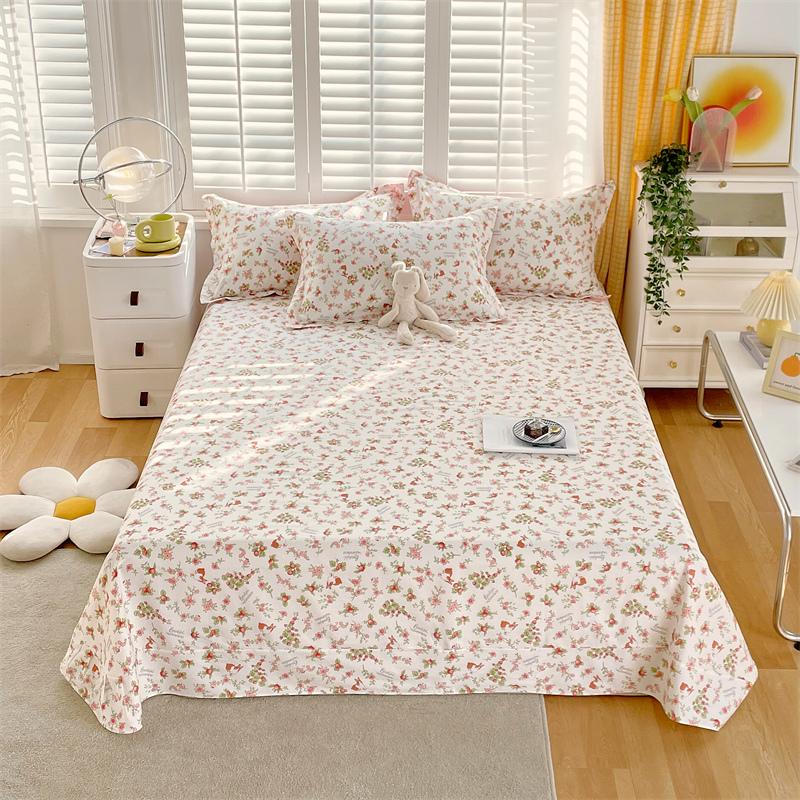 Floral Printed Bed Sheet Set Roses Design Bed Sheets Soft Breathable Fabric Flat Sheet with Pillowcases Queen Size Bedding Set