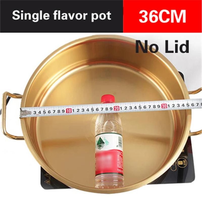 Kommerzieller goldfarbener Kupferimitattopf Universeller Suppentopf für Induktionsherd Edelstahl-Hotpot Hotpot Doppelgeschmack-Töpfe
