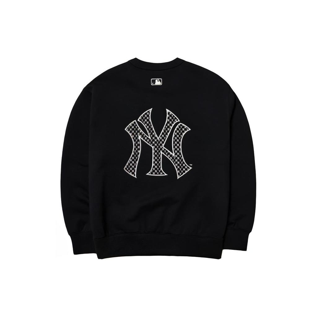 MLB New York Yankees Logo Print Crewneck Sweatshirt Unisex Sweatshirt Black 3AMTM0121-50BKS